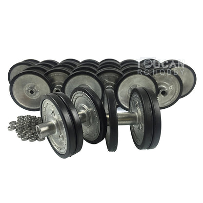 Set of Metal Road Wheels With 2Rims Parts For Upgrade Henglong 1/16 2.4Ghz TK7.0 German Panther V 3819 Tiger I 3818 RC Tank