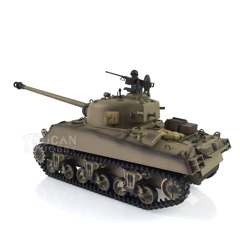 Henglong 1/16 TK7.0 Customized 3898 USA M4A3 Sherman RTR RC Tank Barrel Recoil 360 Degrees Turret Infrared Combat Smoke BB Metal Tracks Road Idler Drive Wheels