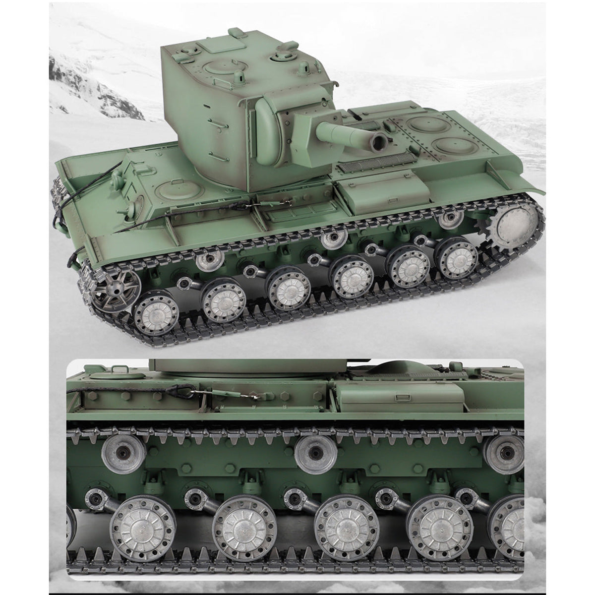 Henglong 1/16 TK7.0 Soviet KV-2 Gigant 3949 RTR RC Tank Barrel Recoil BB IR 360 Degrees Turret Metal Tracks Gearbox Sprockets Idlers Road Wheels