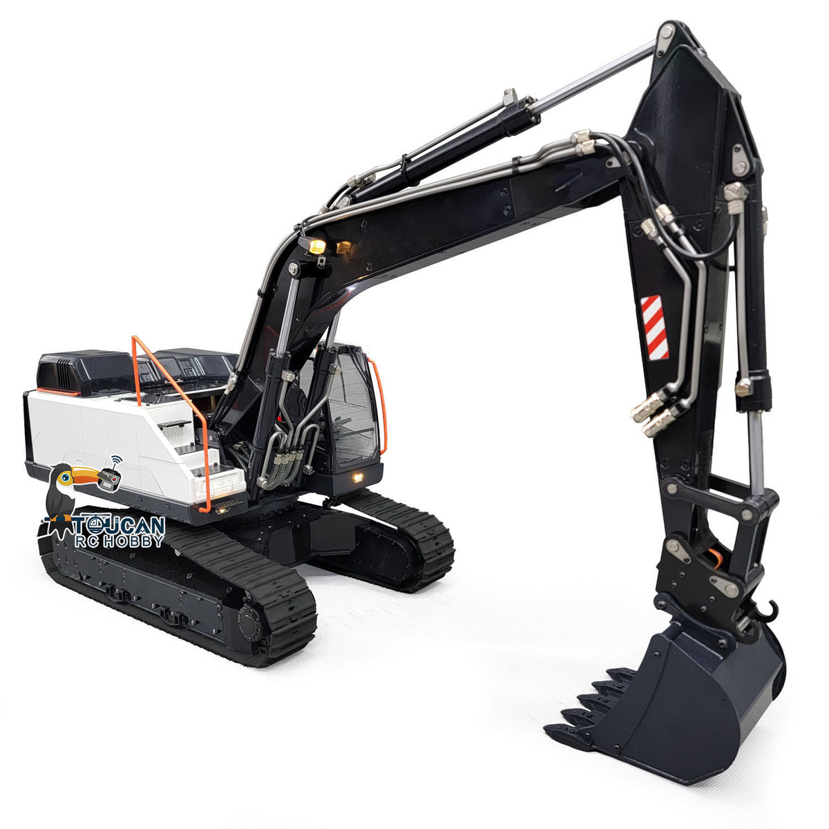 1/14 RC Hydraulikbagger EC380 Raupenbagger, kabellose elektrische Steuerung, Baggermodell, lackiert und montiert, mit Metalleimern, Metallaufreißer