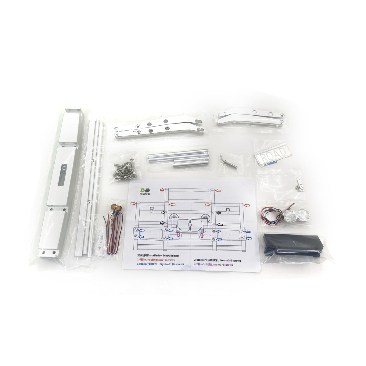 Grad 1/14 Skala RC Traktor Lkw Teil Metall Front Stoßstange Lichter Led DIY FÜR Tamiya 56344 56301 Autos Modelle