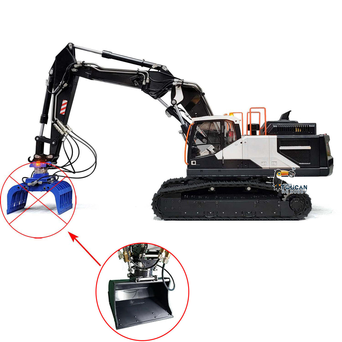 TOUCAN RC HOBBY MTM EC380 Metal 1/14 3-Arms RC Hydraulic Excavator Remote Control Digger 6-ways Reserving Valve T12D Remote Controller for Enthusiasts