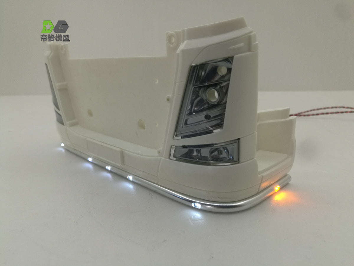 Grad 1/14 Skala RC Traktor Lkw Teil Metall Front Stoßstange Lichter Led DIY FÜR Tamiya 56344 56301 Autos Modelle