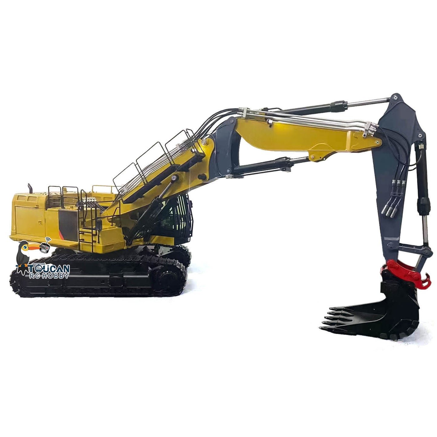 Toucanhobby C374 1/14 Metal RC Hydraulic Excavator RTR 3 Arms Cabin Lift 6 Way Valve Brushless Motor PL18EV Light Sound for Hobbyists