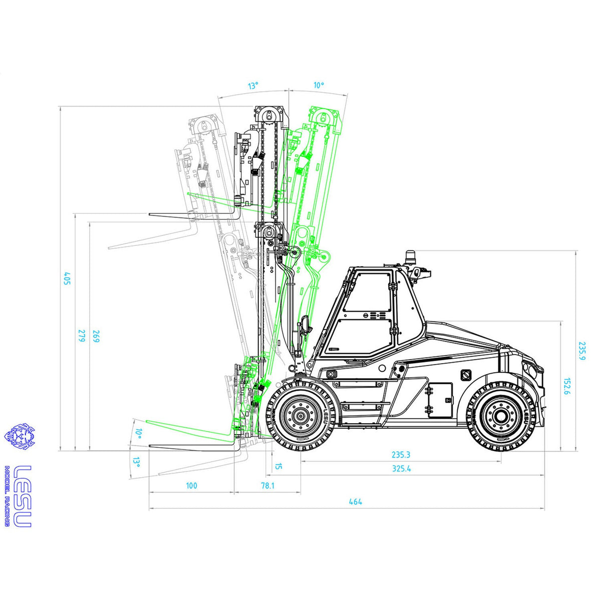 TOUCAN RC HOBBY LESU 1/14 RC Hydraulic Painted Assembled RC forklift Metal Aoue-LD160S Remote Control Wheeled Car Sound Light System Model