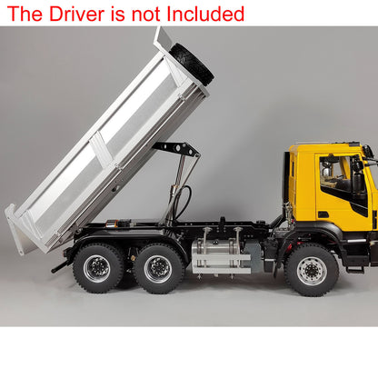 MD 1/14 6x6 Metal RC Hydraulic Dump Truck 2 Speed Gearbox FlySky ST8 Remote Controller for Construction Model Collectors