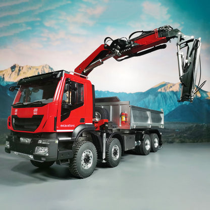 TOUCAN RC HOBBY 1/14 8x8 Metal RC Hydraulic Crane Dump Car PL18EV Radio Control Tipper Truck Emulated DIY Model Toy Vehicle Painted Assembled