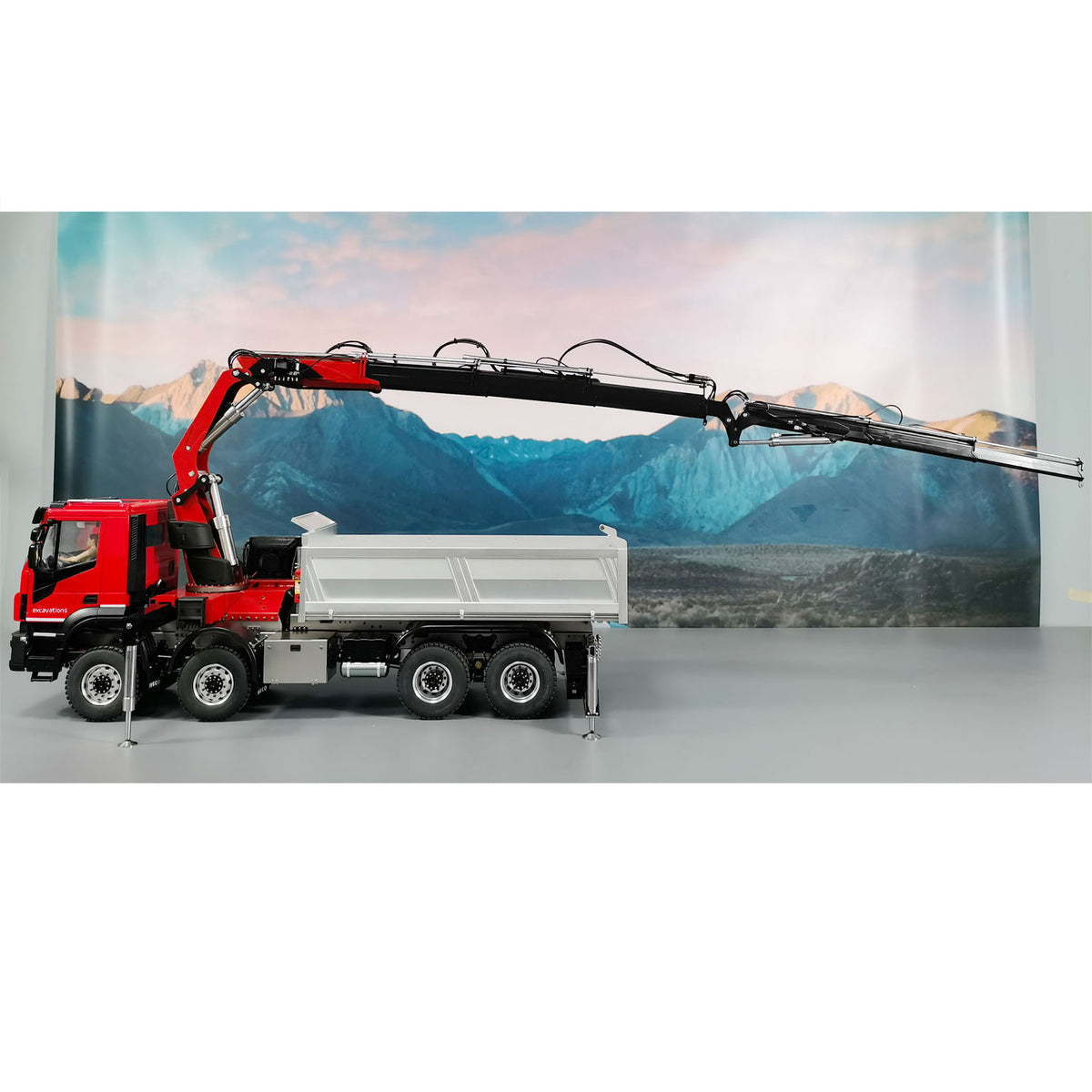 TOUCAN RC HOBBY 1/14 8x8 Metal RC Hydraulic Crane Dump Car PL18EV Radio Control Tipper Truck Emulated DIY Model Toy Vehicle Painted Assembled