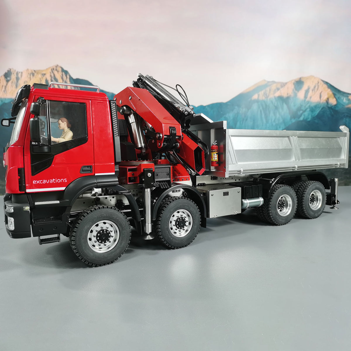 TOUCAN RC HOBBY 1/14 8x8 Metal RC Hydraulic Crane Dump Car PL18EV Radio Control Tipper Truck Emulated DIY Model Toy Vehicle Painted Assembled
