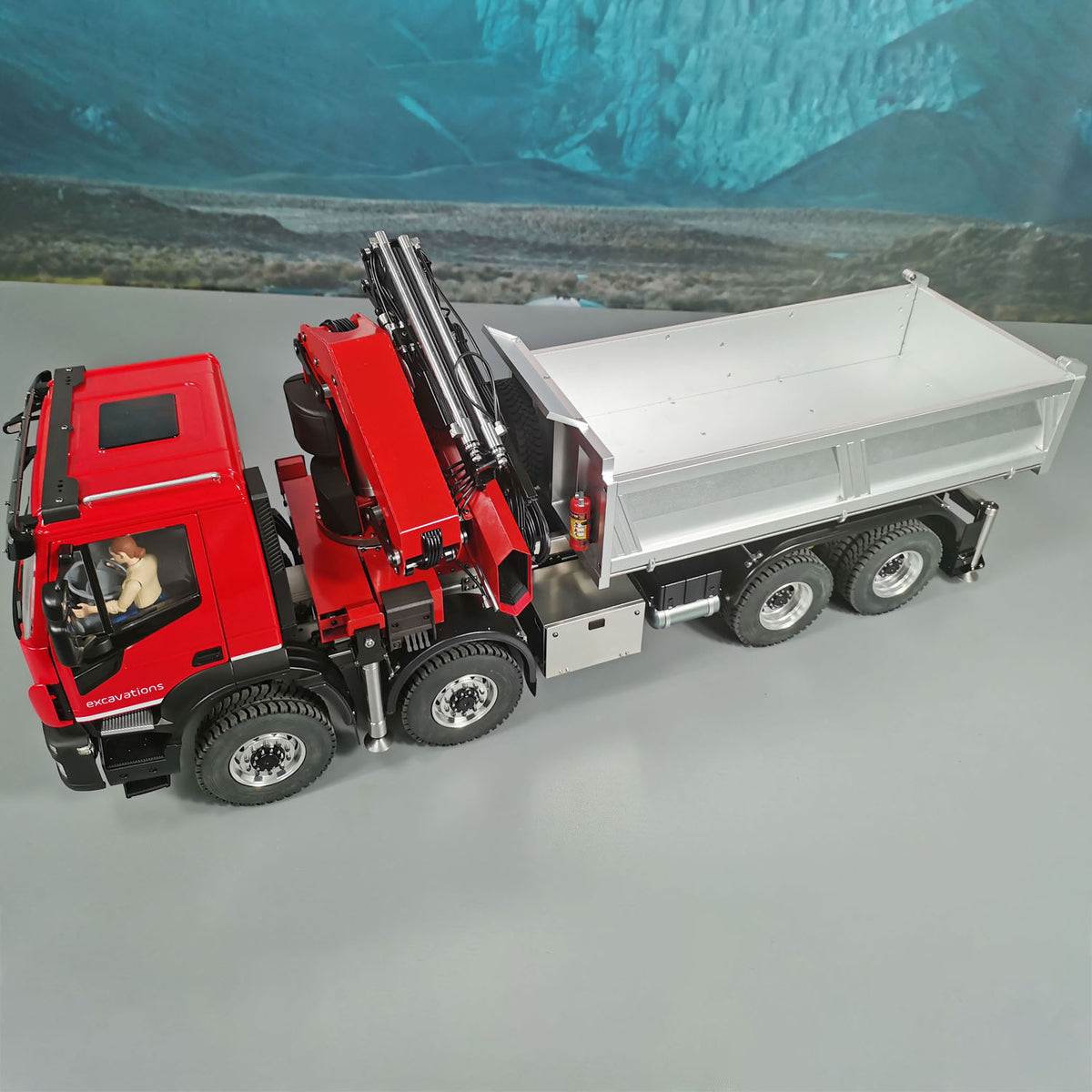 TOUCAN RC HOBBY 1/14 8x8 Metal RC Hydraulic Crane Dump Car PL18EV Radio Control Tipper Truck Emulated DIY Model Toy Vehicle Painted Assembled