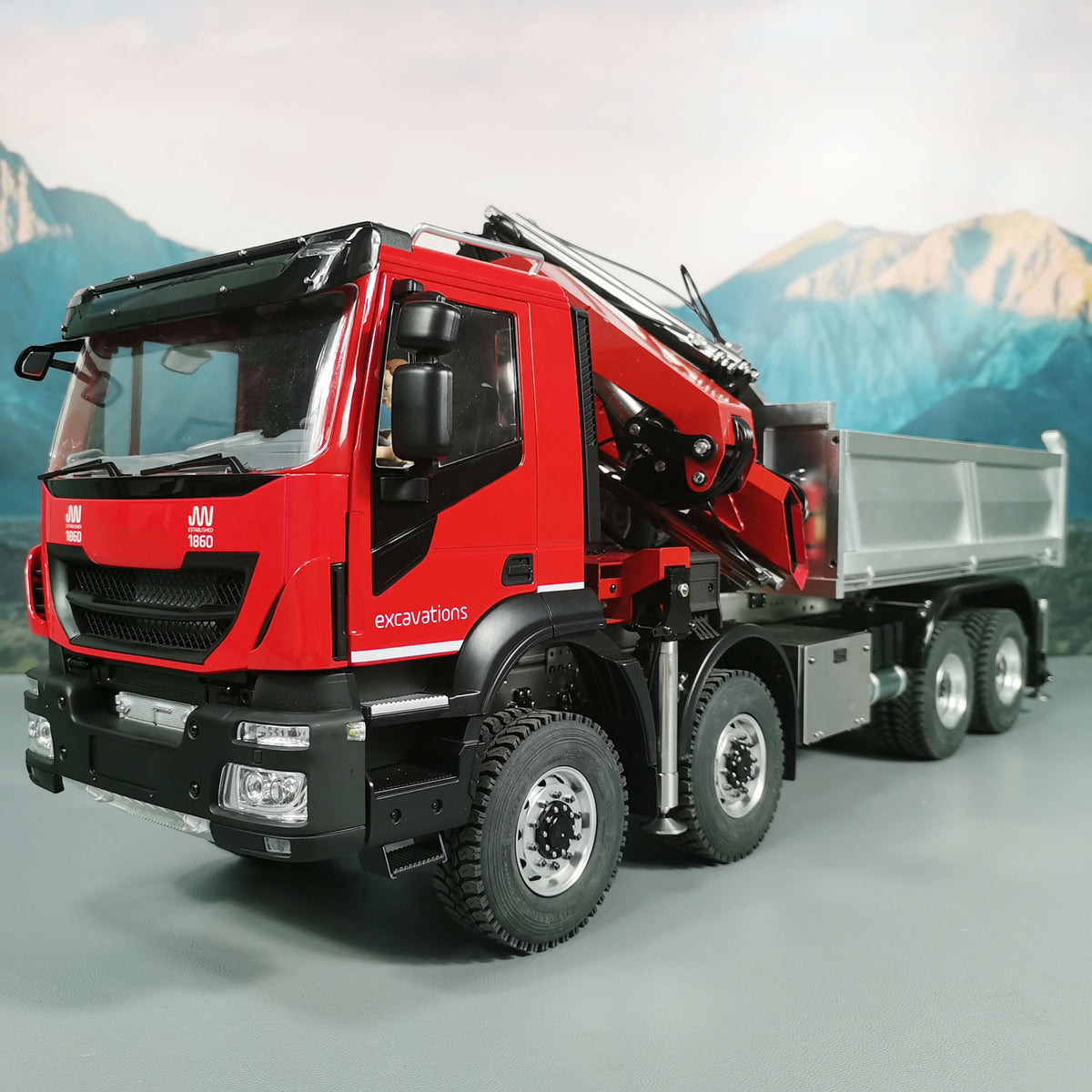 TOUCAN RC HOBBY 1/14 8x8 Metal RC Hydraulic Crane Dump Car PL18EV Radio Control Tipper Truck Emulated DIY Model Toy Vehicle Painted Assembled