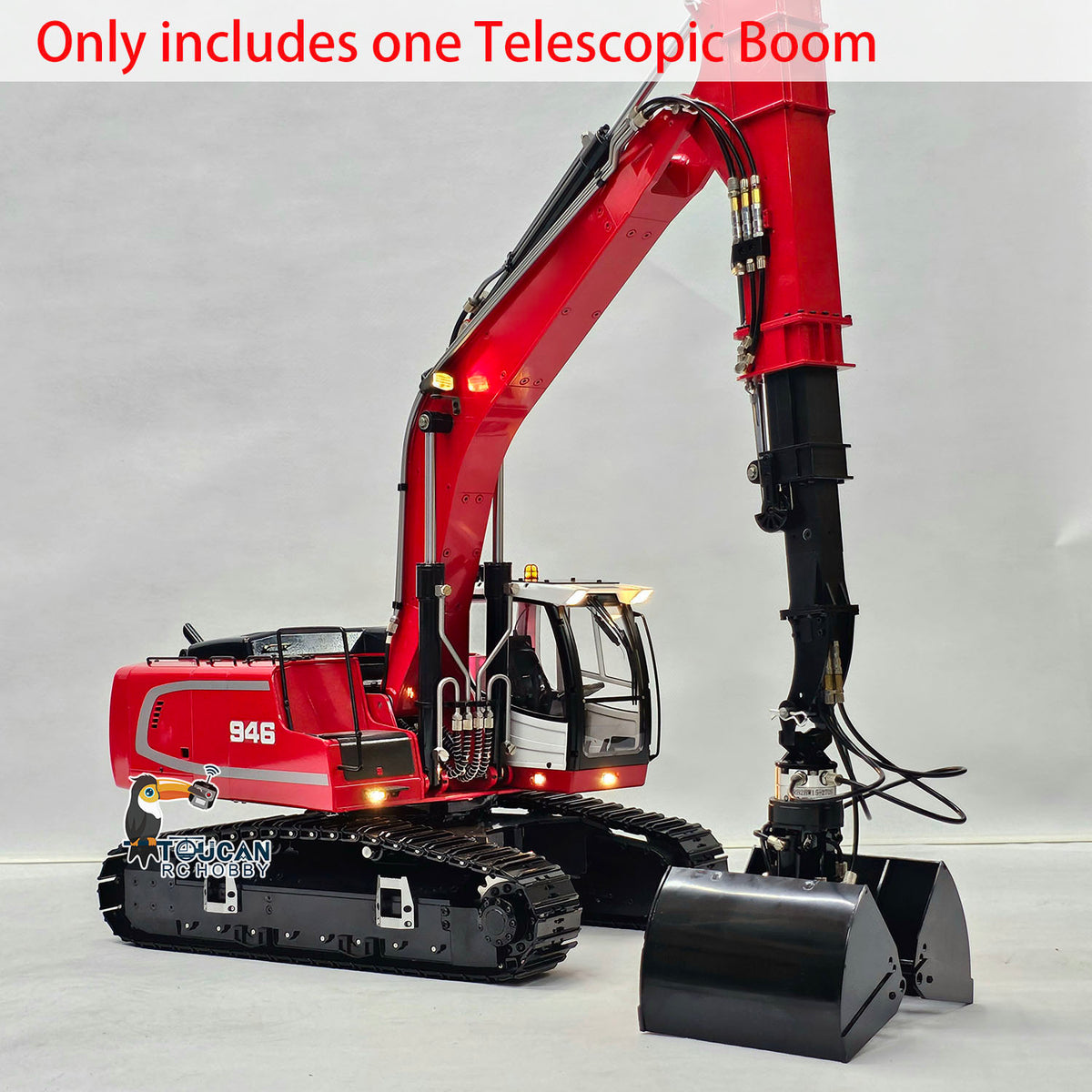 TOUCAN RC HOBBY Metal Telescopic Boom Upgraded Parts for Hydraulic 1/14 RC Excavator 946 EC380 Remote Control Digger Car DIY Accessory