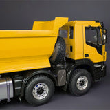 MD 1/14 8x4 RC Hydraulic Dump Truck CNC 2-Speed Transmission Differential Lock Axles Sound Light System FlySky ST8 Radio Controller
