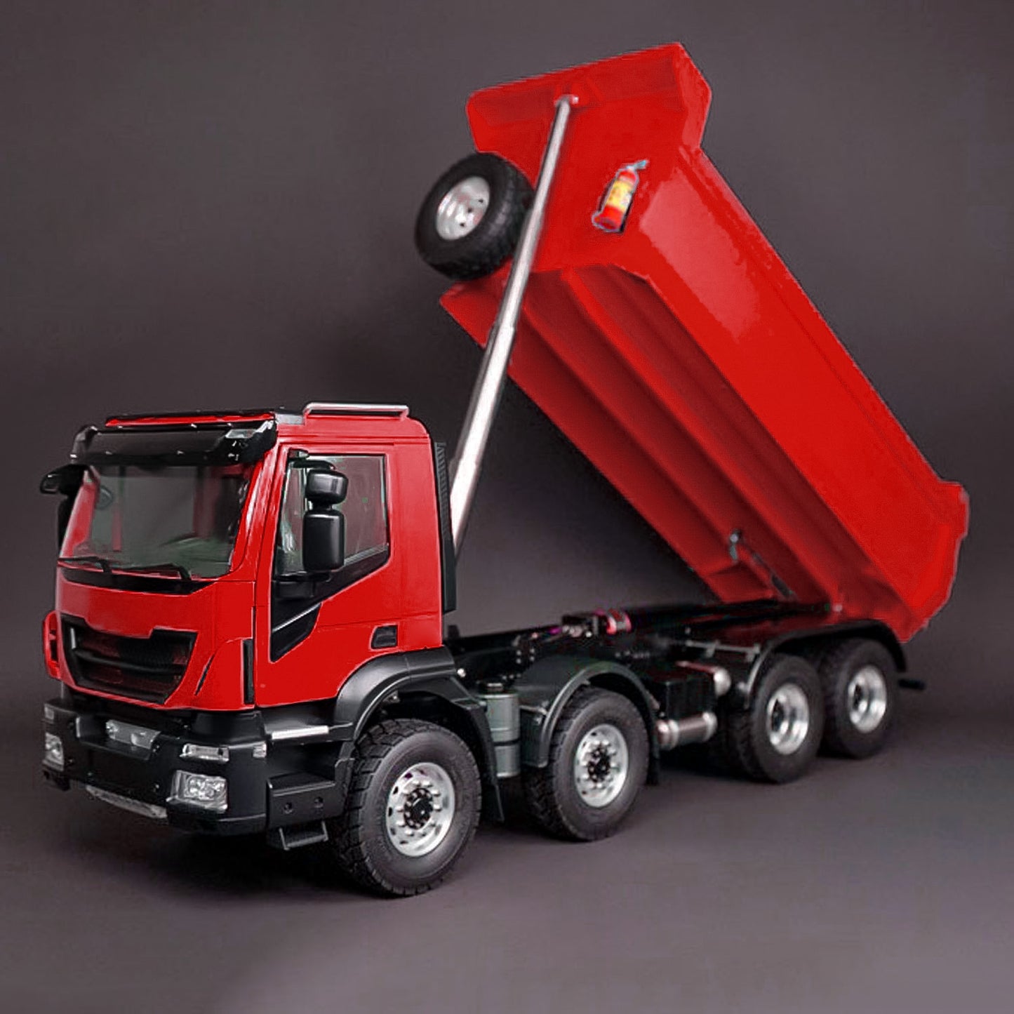 MD 1/14 8x4 RC Hydraulic Dump Truck CNC 2-Speed Transmission Differential Lock Axles Sound Light System FlySky ST8 Radio Controller