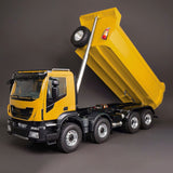 MD 1/14 8x4 RC Hydraulic Dump Truck CNC 2-Speed Transmission Differential Lock Axles Sound Light System FlySky ST8 Radio Controller