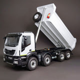 MD 1/14 8x4 RC Hydraulic Dump Truck CNC 2-Speed Transmission Differential Lock Axles Sound Light System FlySky ST8 Radio Controller
