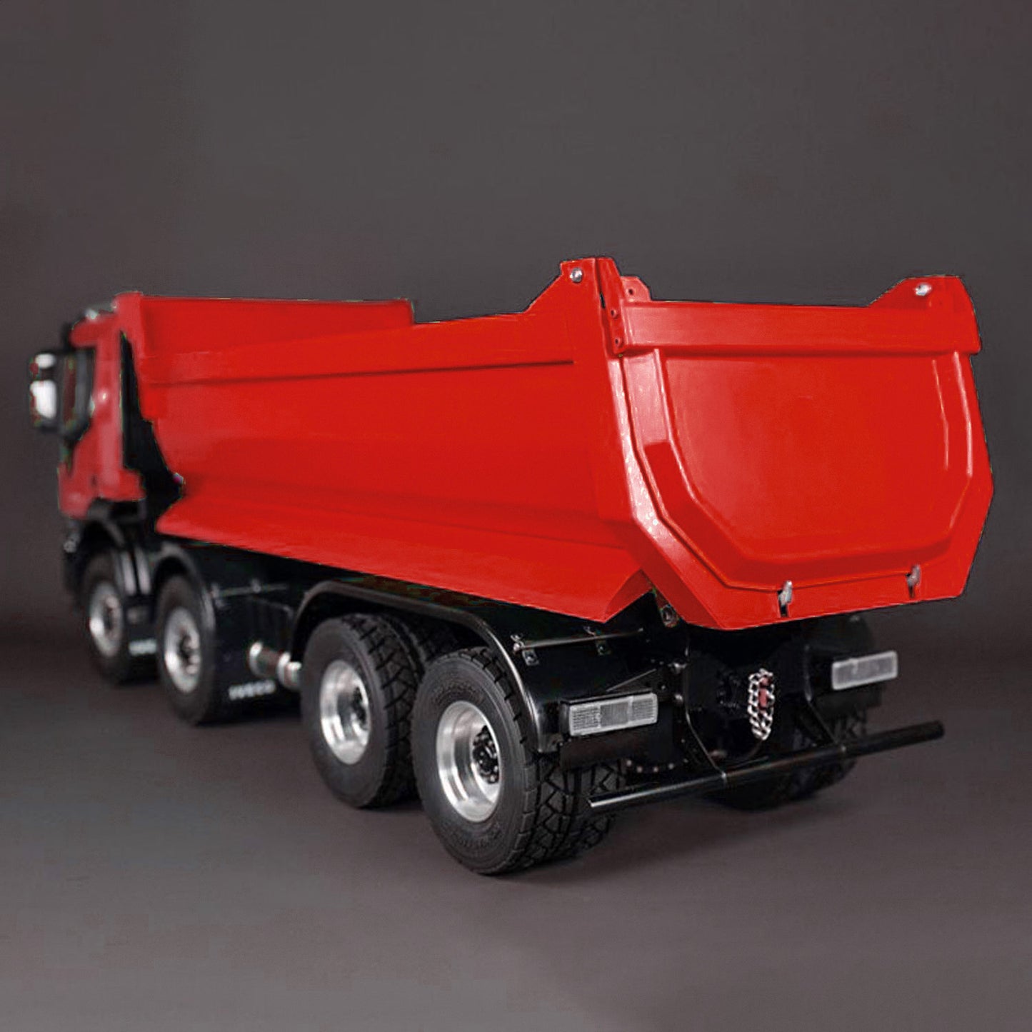 MD 1/14 8x4 RC Hydraulic Dump Truck CNC 2-Speed Transmission Differential Lock Axles Sound Light System FlySky ST8 Radio Controller
