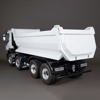 MD 1/14 8x4 RC Hydraulic Dump Truck CNC 2-Speed Transmission Differential Lock Axles Sound Light System FlySky ST8 Radio Controller