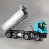 MD 8x8 1/14 Metal Hydraulic Dump Tipper Truck CNC 2-Speed Transmission Differential Lock Axles Sound Light System FlySky ST8 Remote Controller