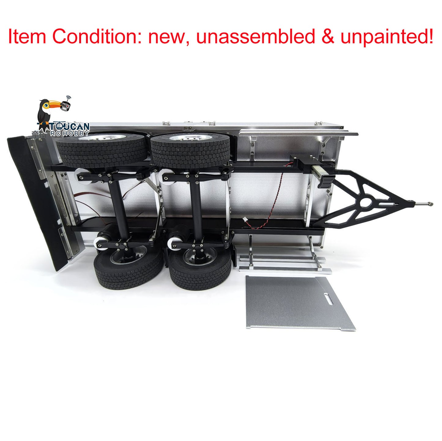 Metall 2 Achsen 995 Grad RC Komplettanhänger KIT für 1/14 Hydraulisch Ferngesteuerter Muldenkipper Baufahrzeug DIY Hobby Modelle