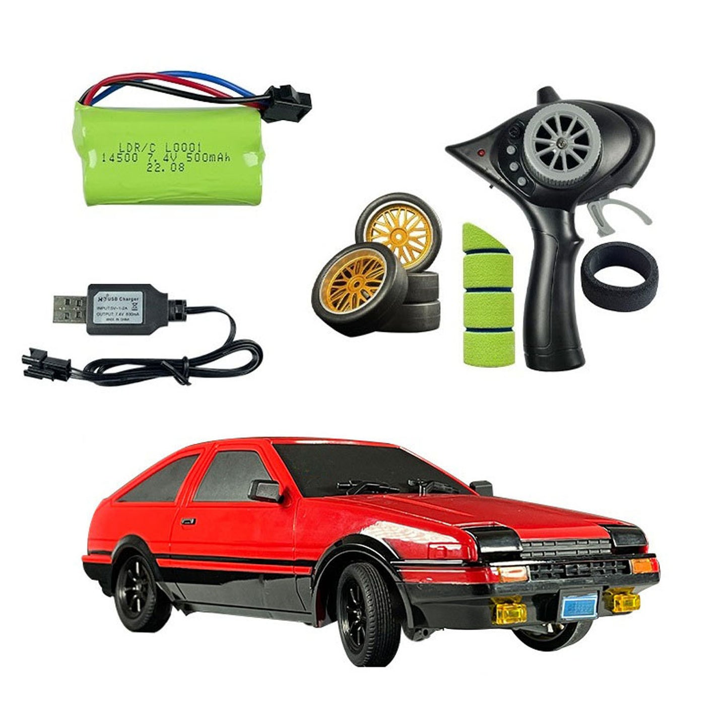 1/18 LDRC LD1801 RC Drift Car RWD AE86 Rennfahrzeuge Flip Light Gyroskop Vollnylon-Chassis Vollkugellager Zusammengebaut Lackiert