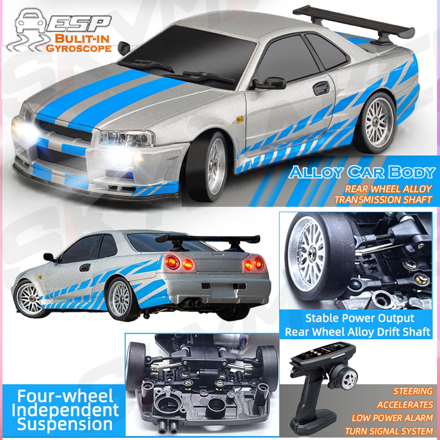 Wheelfun LDRC 1/18 RX7 RC Véhicule De Course RWD Gyroscope Contrôle Sans Fil Dérive Véhicules LD1802 Pour Adultes