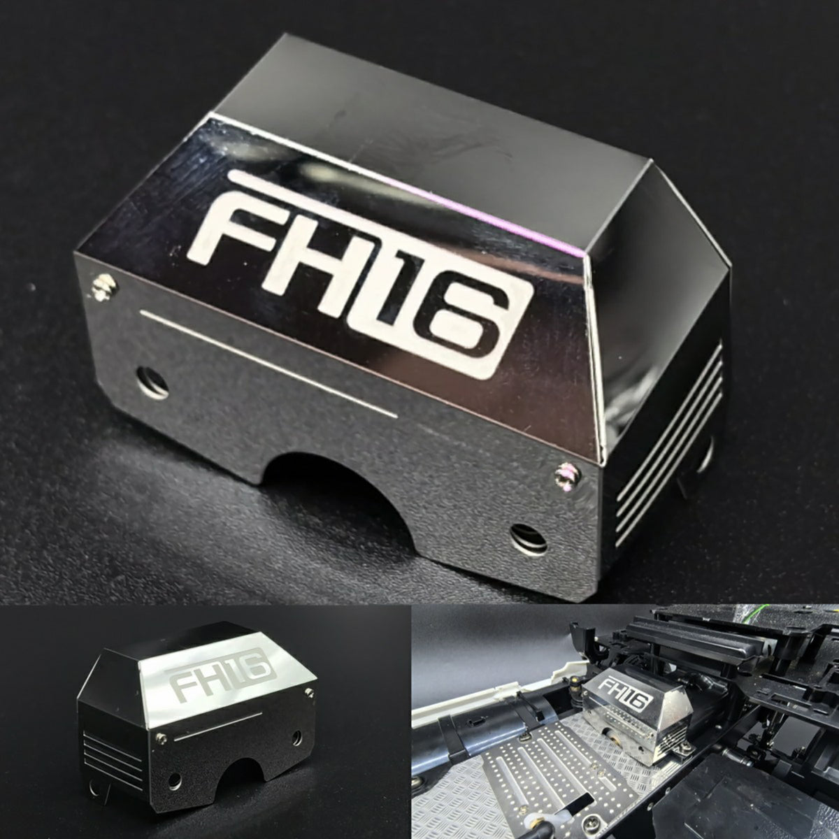TOUCAN RC HOBBY Engine Cover Metal Gearbox Covers Metal Antiskid Plate for 1/14 FH16 4x2 RC Tractor Truck 56375 Model for DIY RC Hobby Model