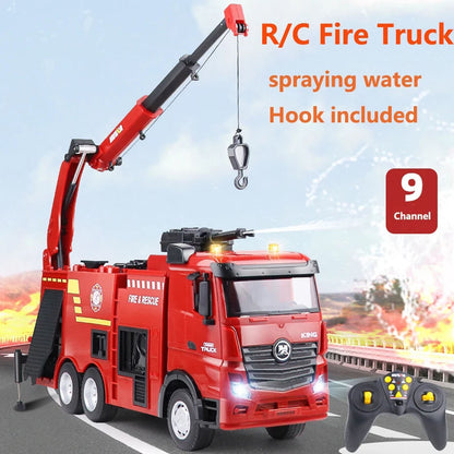 HUINA 1/18 1362 Ferngesteuertes Feuerwehrauto 2,4G 9CH Sprinkler Auto Spielzeug Zusammengebautes und bemaltes Hobbymodell Geschenk