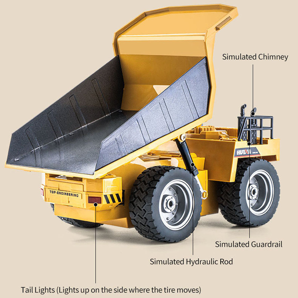 TOUCAN RC HOBBY HUINA 1/18 1533 1:18 RC Dump Truck Remote Control Tipper Car 24G Vehicles Toys Assembled and Painted Hobby Model Gift