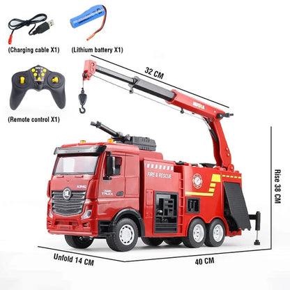 HUINA 1/18 1362 Ferngesteuertes Feuerwehrauto 2,4G 9CH Sprinkler Auto Spielzeug Zusammengebautes und bemaltes Hobbymodell Geschenk