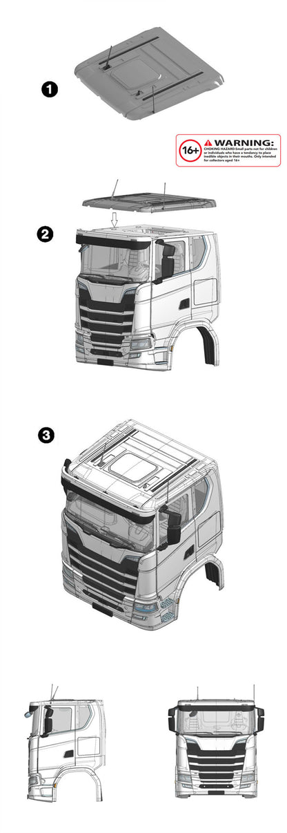 Kunststoff Low-top Dach Shell für 1/14 Tamiya DIY 770S Radio Control Traktor Lkw 56371 56368