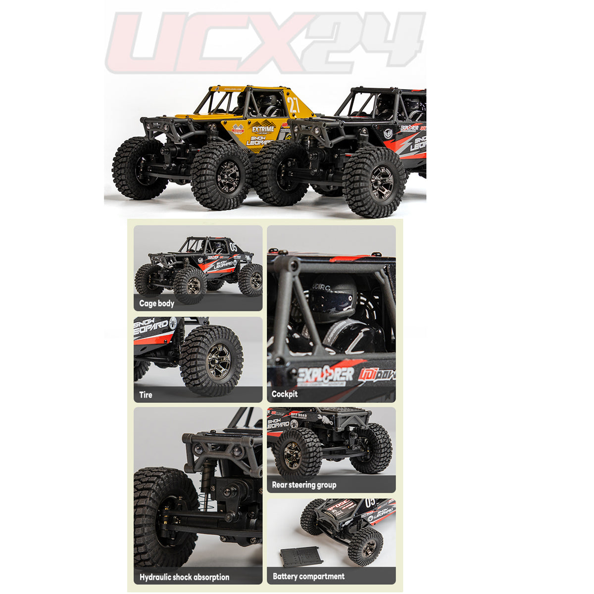 UdiRC UCX2405PRO 1/24 2,4G 4WD RC Rock Crawler Bürstenloser Motor ESC Funkgesteuerte Geländewagen RTR Modellauto Spielzeug Batterie