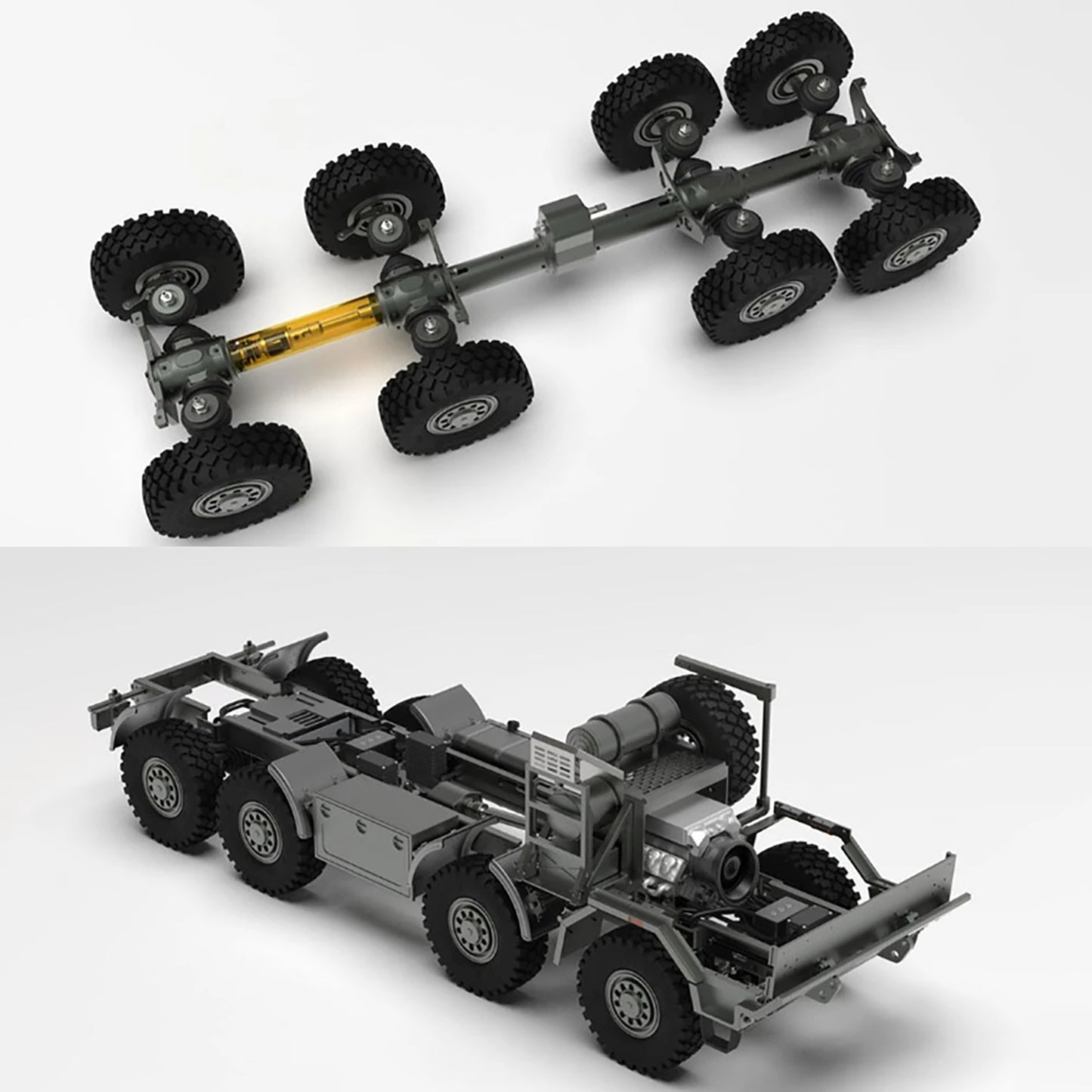 CAPO MINI TATRA CUB3 8X8 Metall CNC 1/18 RC Militärtransporter LKW 2-Gang-Getriebe Sperrdifferential Achsen DIY Modellauto
