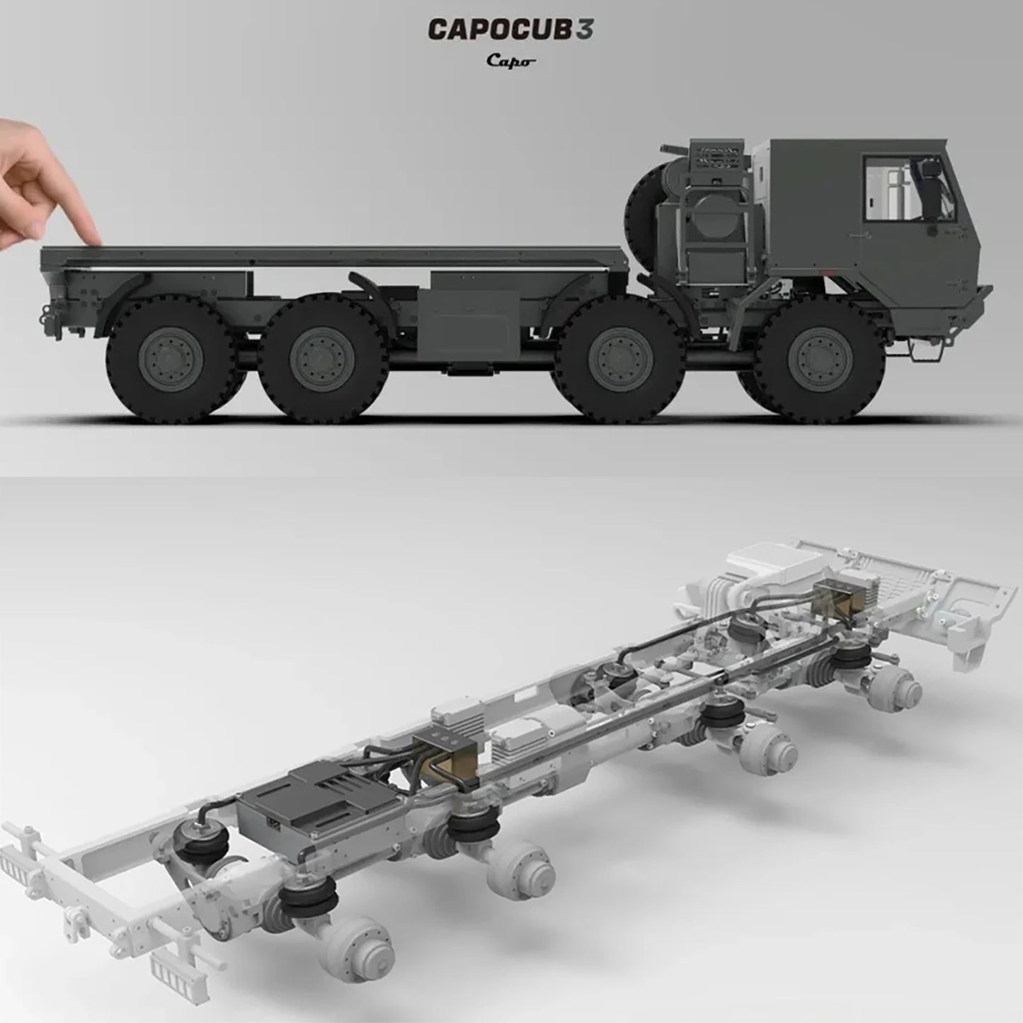 CAPO MINI TATRA CUB3 8X8 Metall CNC 1/18 RC Militärtransporter LKW 2-Gang-Getriebe Sperrdifferential Achsen DIY Modellauto
