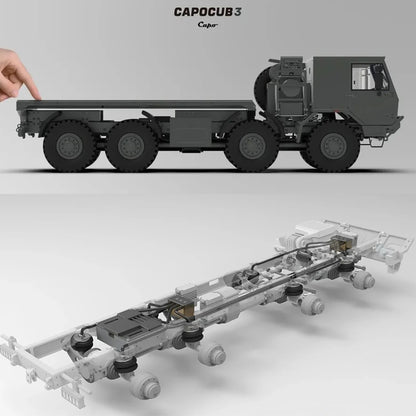 CAPO MINI TATRA CUB3 8X8 Metall CNC 1/18 RC Militärtransporter LKW 2-Gang-Getriebe Sperrdifferential Achsen DIY Modellauto