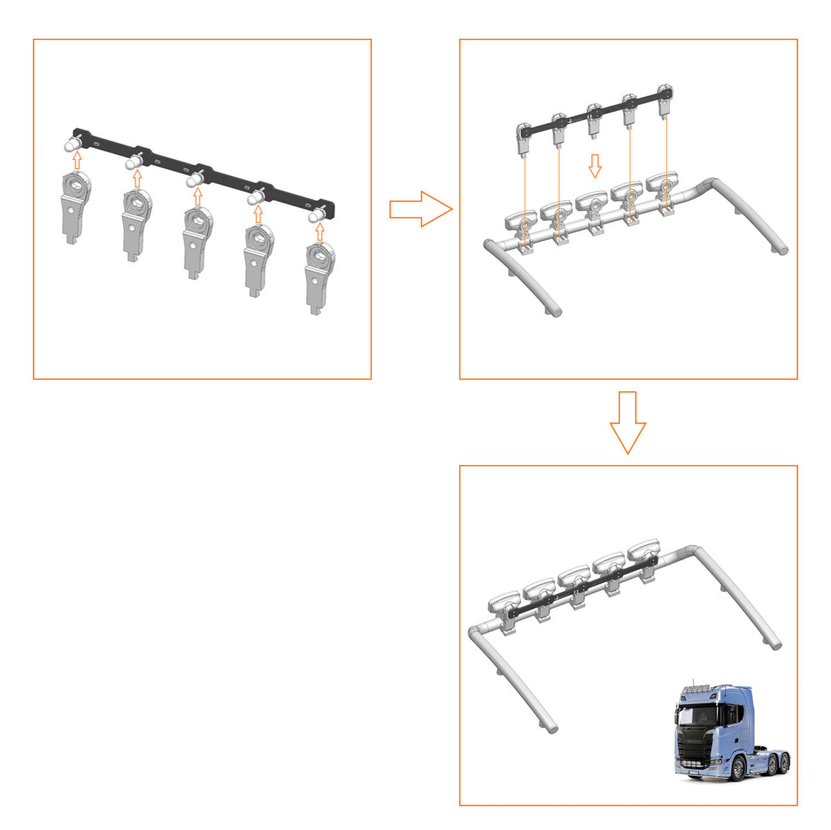 LED-Lampe 3 V-7 V Kunststoff-Dachscheinwerferplatine für 1/14 ferngesteuerten Sattelzugmaschinen-DIY TAMIYA 770S 56368 56371 Modellfahrzeug