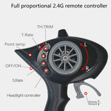 1/18 LDRC 2.4G Radio Control Drift Car Model 4*2 Racing Vehicle Linear Speed 10KM/H Flip Light Battery Motor USB Charge Toys