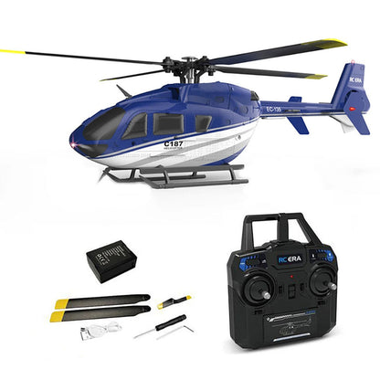 RC ERA Ferngesteuerter Hubschrauber C187 Gyroskop Stabilisierung Höhenhaltung Ladegerät Modellflugzeug EC135 Geeignet für Anfänger