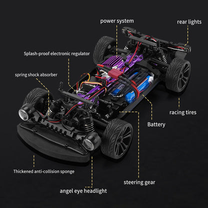 SCY 16301 1/16 4WD Ferngesteuertes Driftauto RC-Modell Elektrofahrzeug Sieben Modi Lichtsystem Batterie RC390 Bürstenmotor