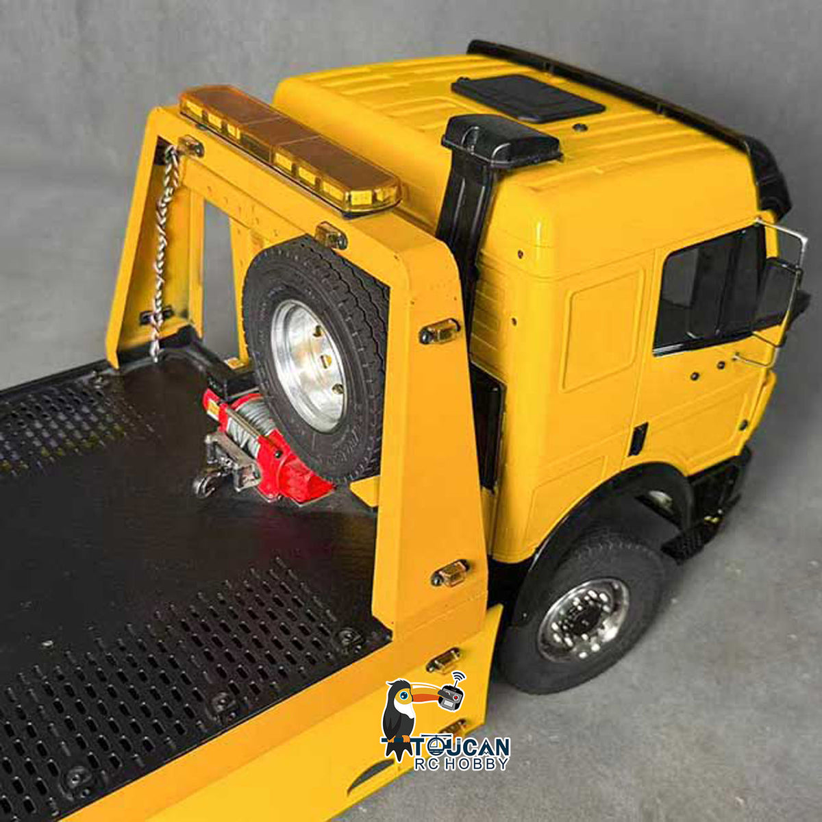 TOUCAN RC HOBBY Metal 4x4 1/14 Remote Control Hydraulic Road Rescue Truck 3348 3-Speed Gearbox Flatbed Tow Trucks Rollback Wrecker Diff Locks
