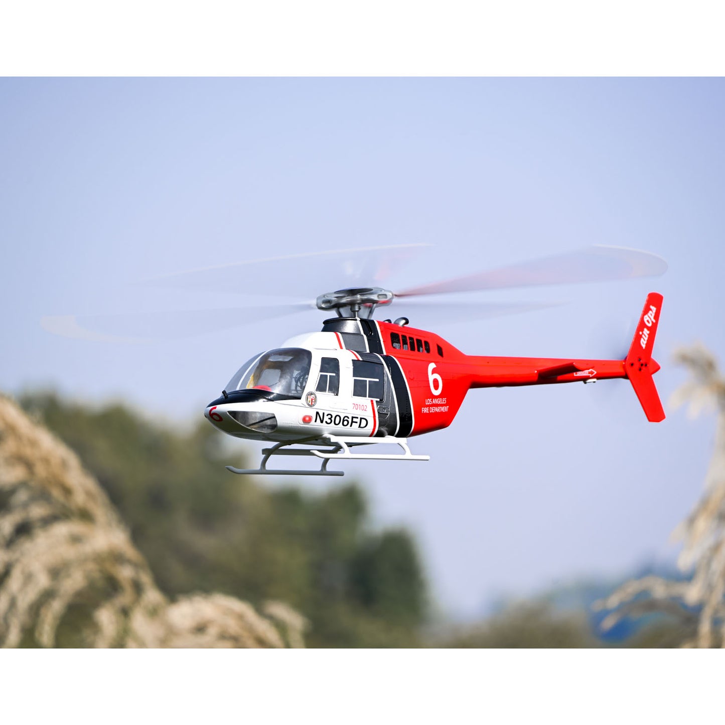 2,4G RC-Skala FlyWing BELL 206 Hubschrauber 4-Blatt-Rotor Fernbedienung Flugzeug GPS Bürstenloser Motor Batterie RTF Smart Drone Geschenk