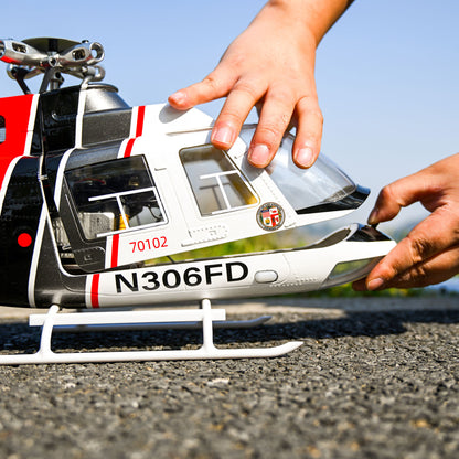 2,4G RC-Skala FlyWing BELL 206 Hubschrauber 4-Blatt-Rotor Fernbedienung Flugzeug GPS Bürstenloser Motor Batterie RTF Smart Drone Geschenk