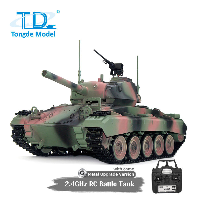 TOUCAN RC HOBBY Tongde M24 Chaffee 1/16 Remote Control Light Tank Infrared Combating System Turret Rotate
