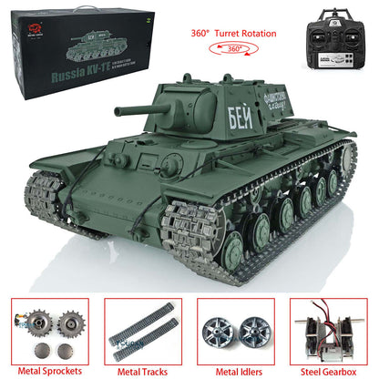 Henglong 1/16 TK7.0 Promotion Soviet Union KV-1 RTR RC Tank 3878 360 Degrees Turret Smoke BB IR Metal Barrel Tracks Sprockets Idlers Wheels Gearbox