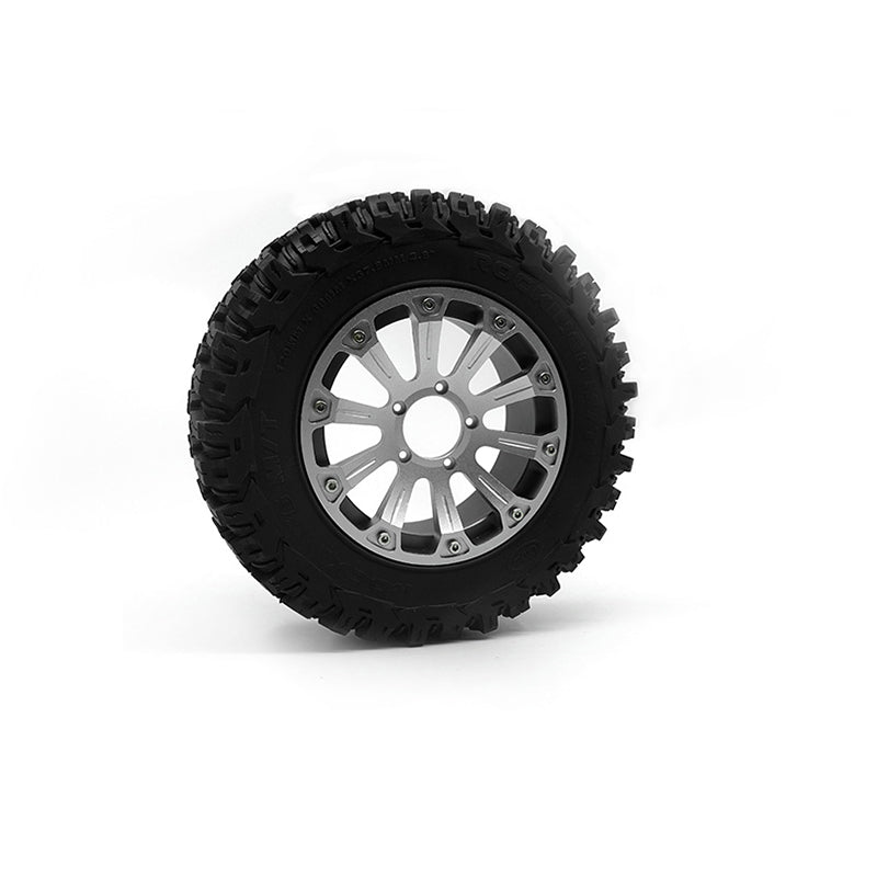 Metall Silber Ice CNC Felge Radnabe Vorderachse Schutzplatte 2,8 Zoll M/T Hochleistungsreifen für RC 1/6 SIXER1 Crawler Car