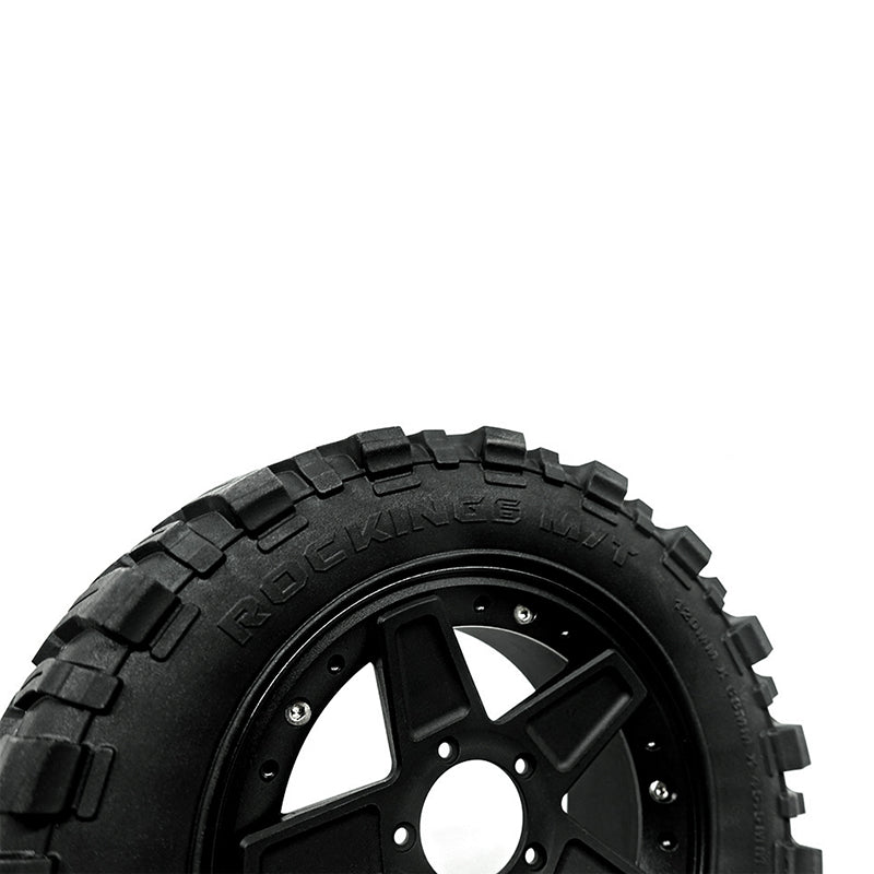 Metall Silber Ice CNC Felge Radnabe Vorderachse Schutzplatte 2,8 Zoll M/T Hochleistungsreifen für RC 1/6 SIXER1 Crawler Car