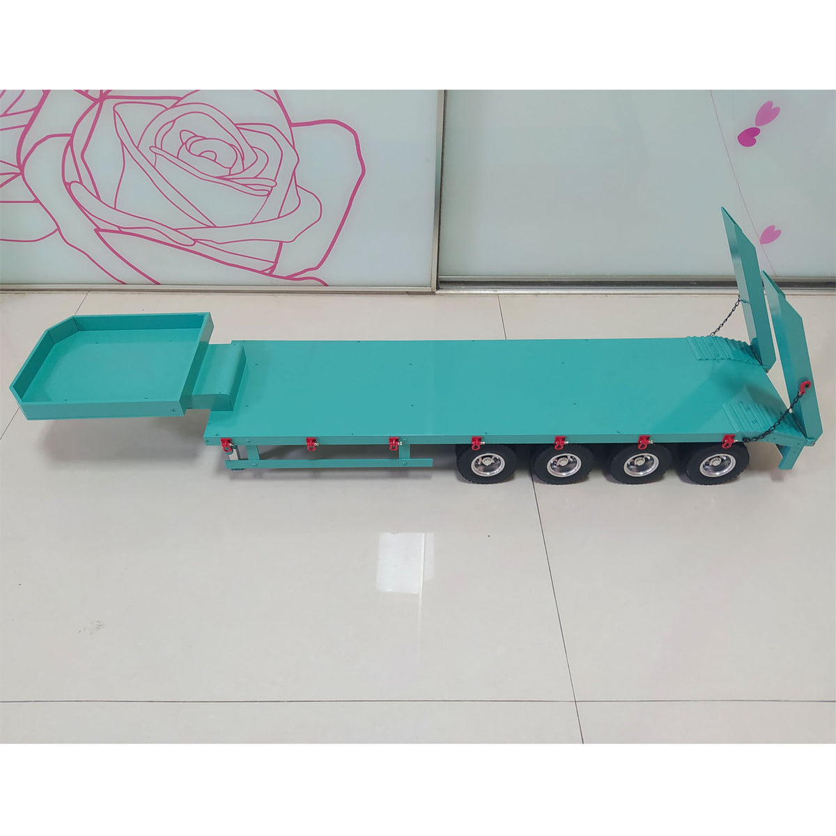 Metall 4-Achs Anhänger für 1/14 RC Traktor Lkw Radio Controlled Hydraulische Ausrüstung Dump Auto Hobby Modell DIY Spielzeug Geschenk