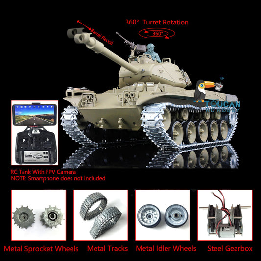 Henglong 1/16 TK7.0 USA Walker Bulldog 3839 RTR RC Tank FPV 360 Degrees Turret Smoke IR BB Unit Metal Tracks Gearbox Sprockets Wheels