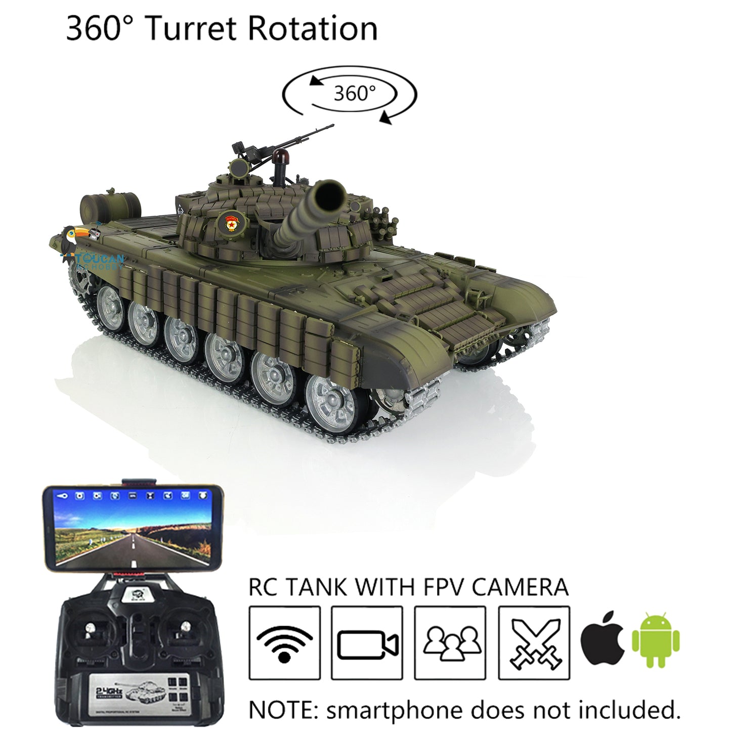1/16 Maßgeschneiderter Heng Long TK7.0 Ferngesteuerter, fahrbereiter BB IR T72 Panzer 3939 Metallketten Räder FPV Rauch Sound