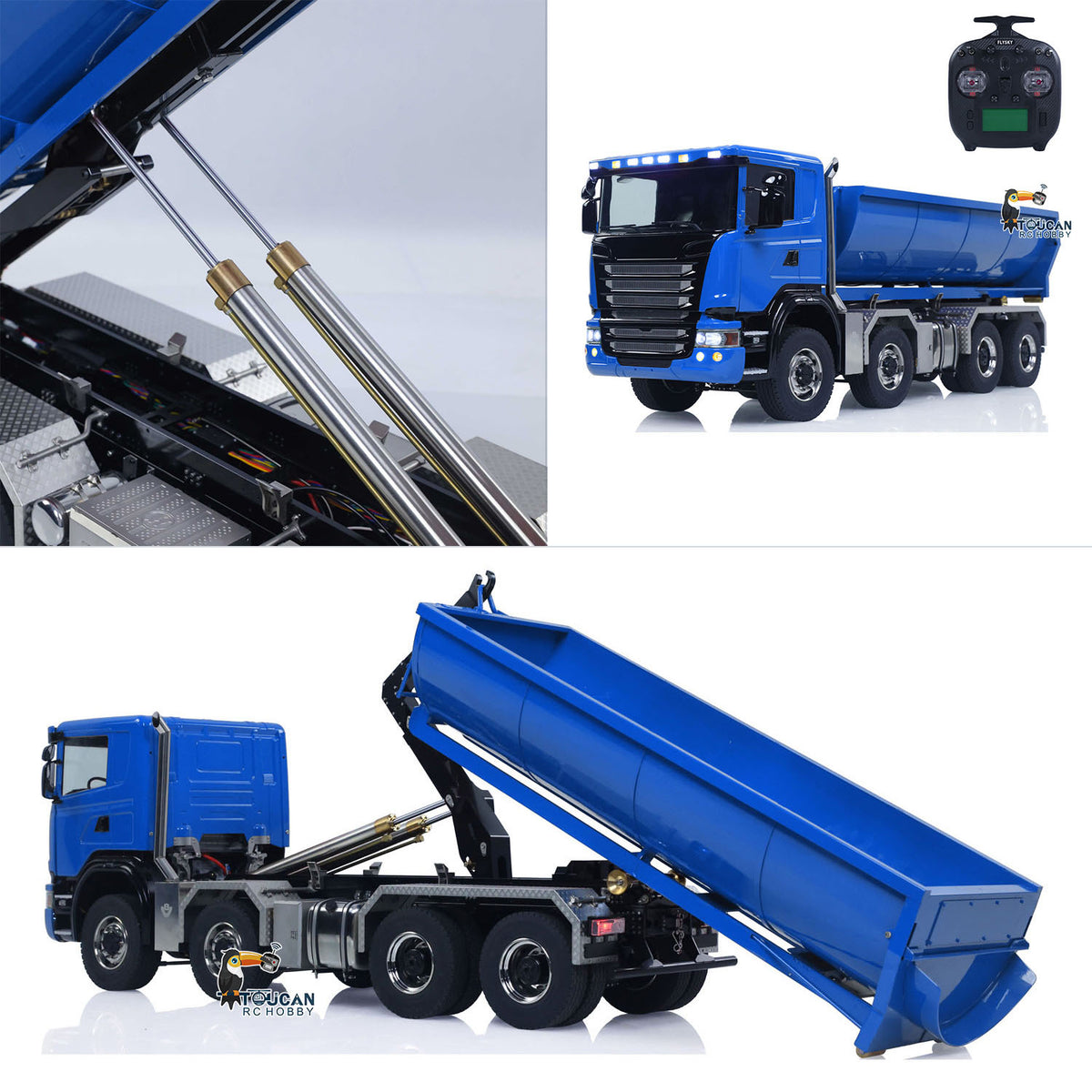 Metall 1/14 Fernbedienung Hydraulische Dump Lkw SC 770S 8X8 RC Volle Kipper Differential Sperre Lichter Sounds FlySky ST8 Radio